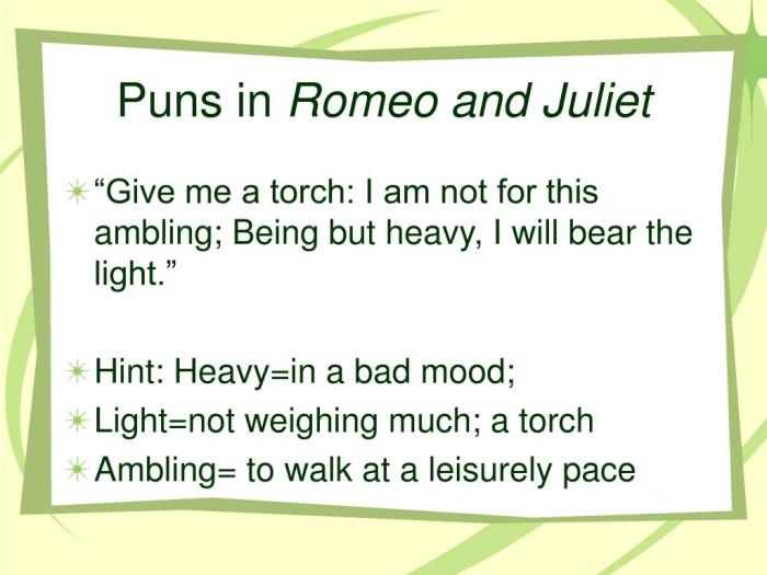 Romeo and juliet act 1 puns